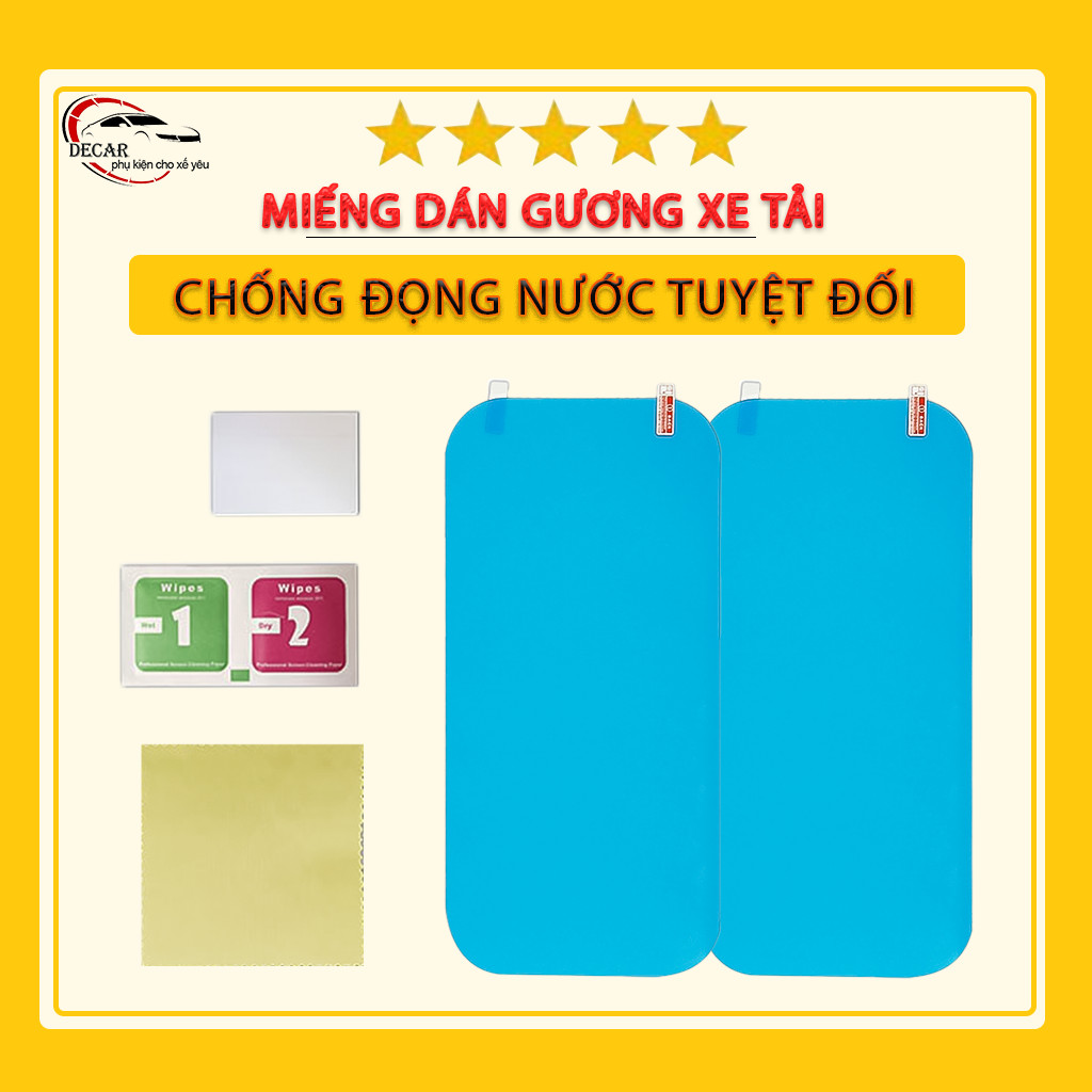 Bộ 2 miếng dán chống bám nước kính gương xe tải, miếng phim nano dán gương chiếu hậu chống nước, sương mù,tấm dán chống bám nước gương chiếu hậu, dán kính oto xe hơi