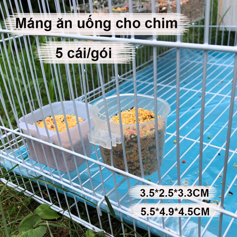 GIÁ RẺ Bộ 5 máng ăn uống cho chim vẹt, cóng nhựa đựng thức ăn, nước uống cho chim cảnh