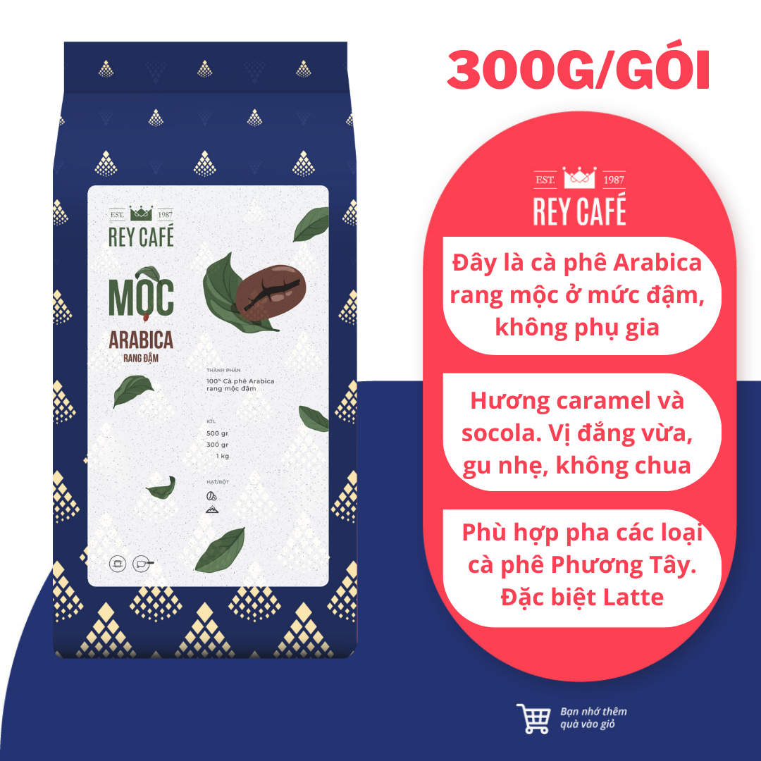 300gr cà phê mộc arabica rang đậm - pha phin/máy - coffee nguyên chất rang mộc - rey cafe