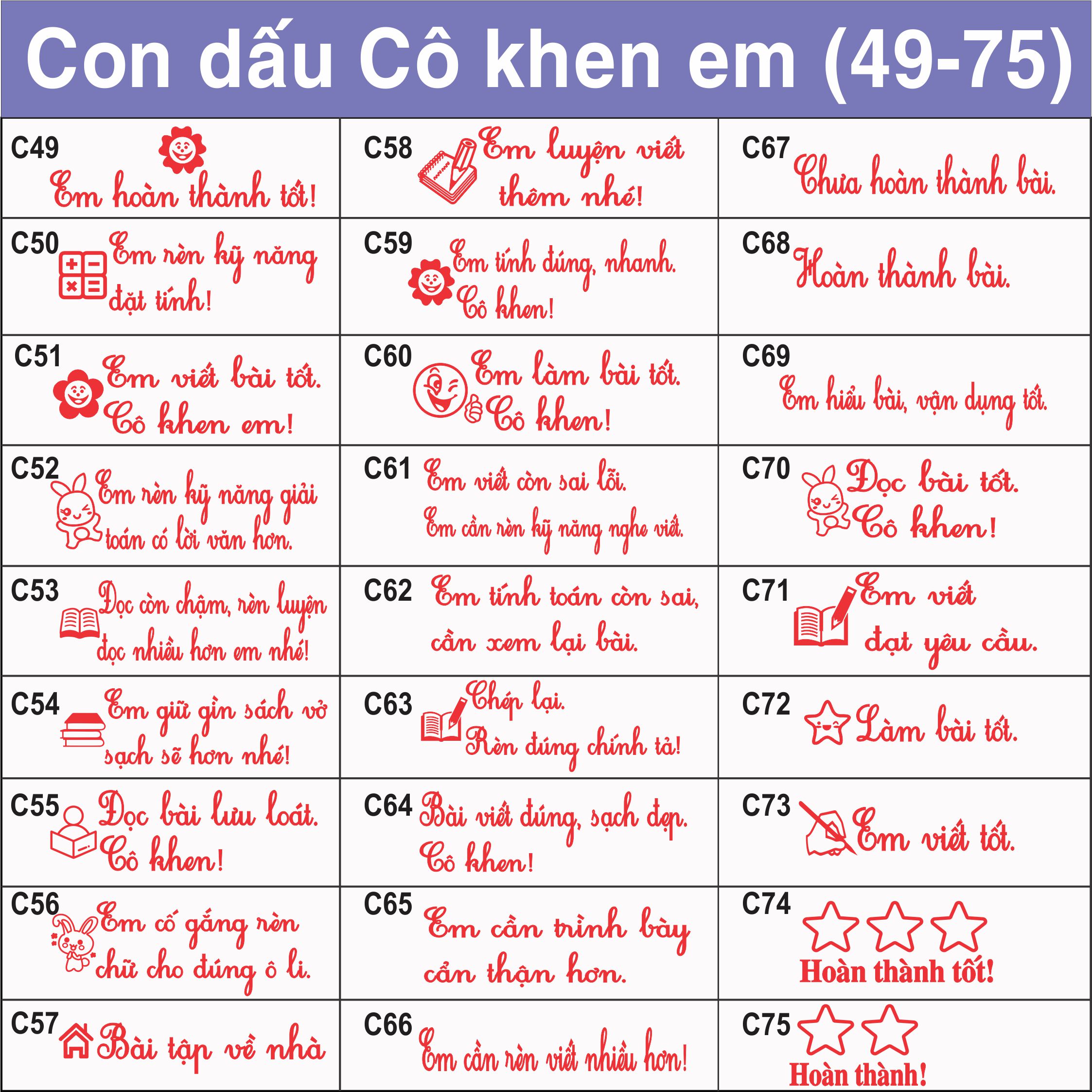 Khắc dấu cô khen em