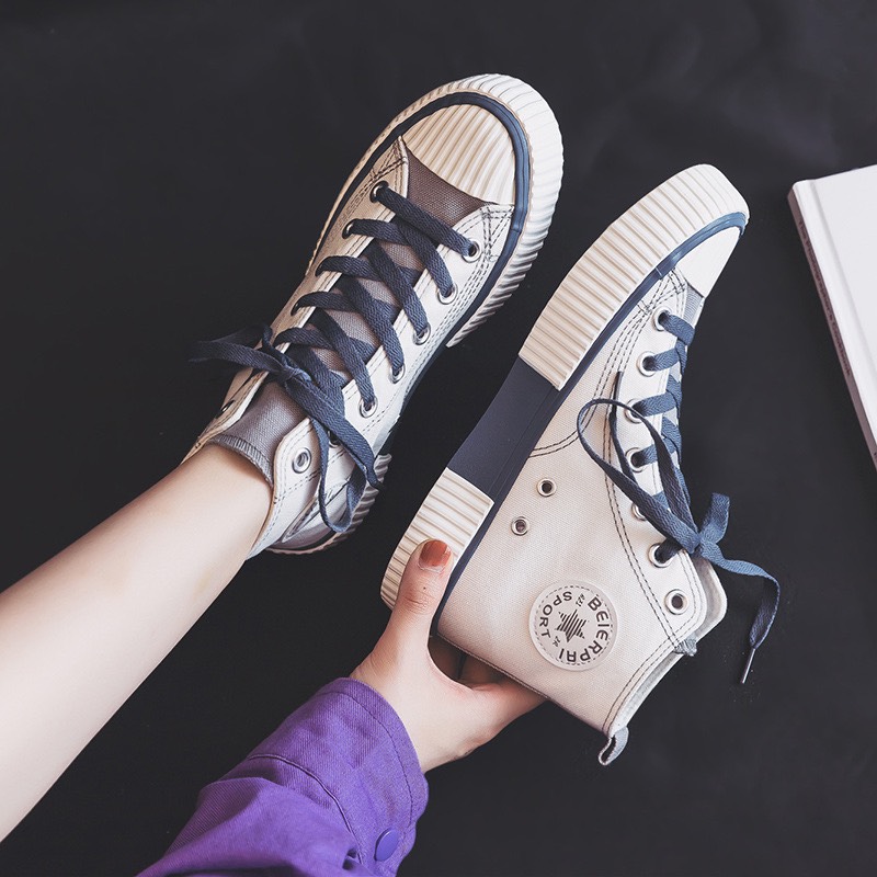 Giày nữ,giày cao cổ thêu chữ ký kiểu dáng cơ bản JiNe