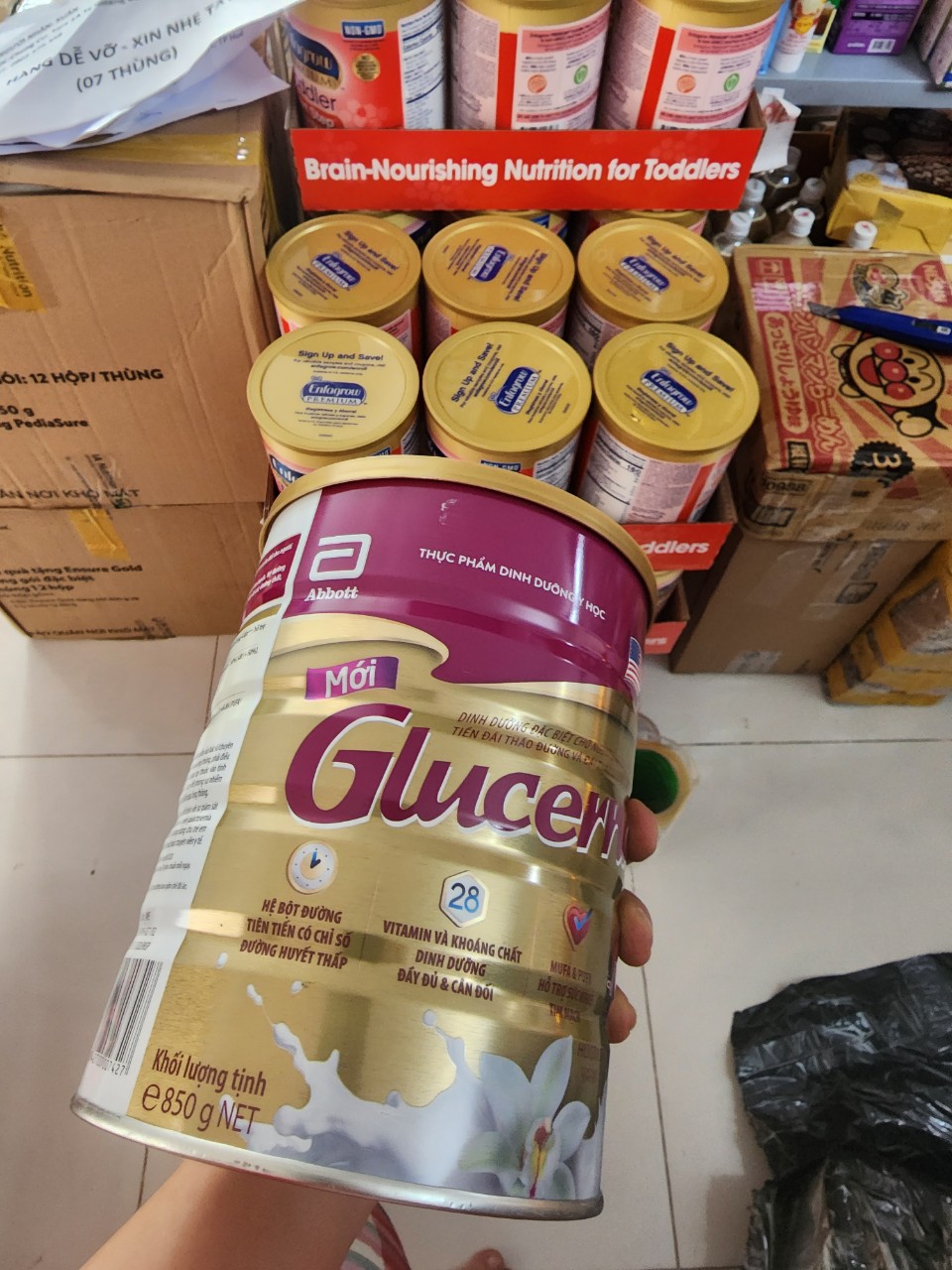 Sữa bột Glucerna Vani 850g cho người tiểu đường màu hồng date mới
