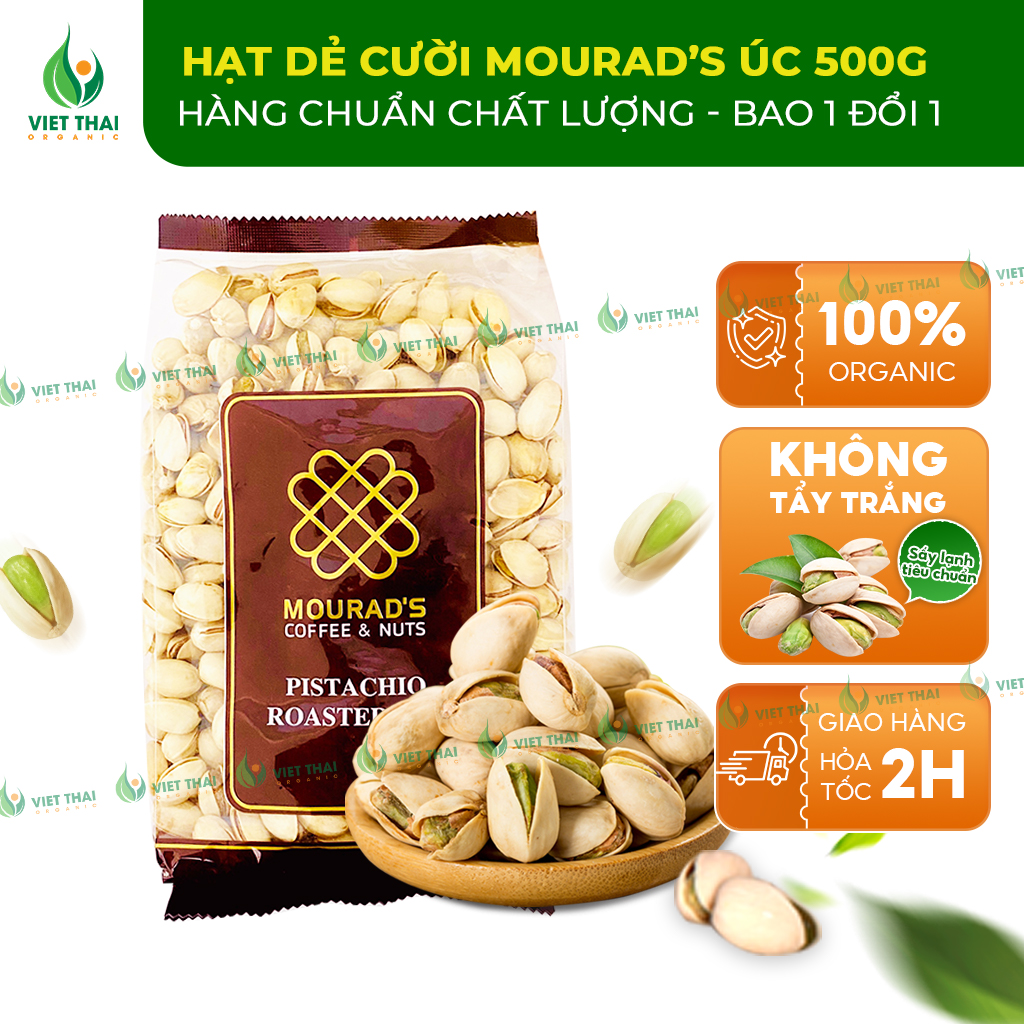 Hạt Dẻ Cười Úc Mourads - Hàng Giòn Ngon KHÔNG TẨY Gói 500G - Việt Thái Organic