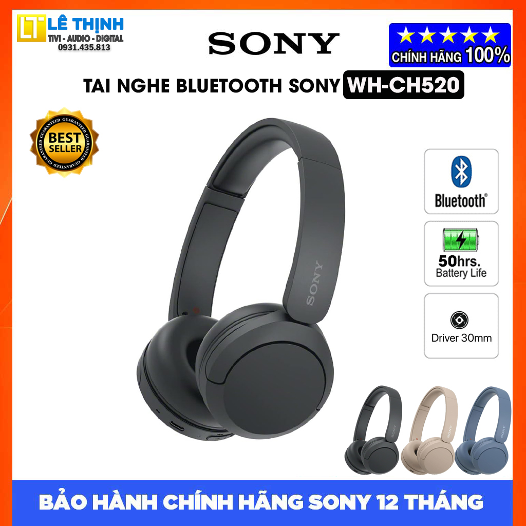 [ NGUYÊN SEAL CHÍNH HÃNG] Tai nghe Bluetooth Sony WH-CH520 - Hàng chính hãng - Bảo hành chính hãng Sony 12 tháng toàn quốc