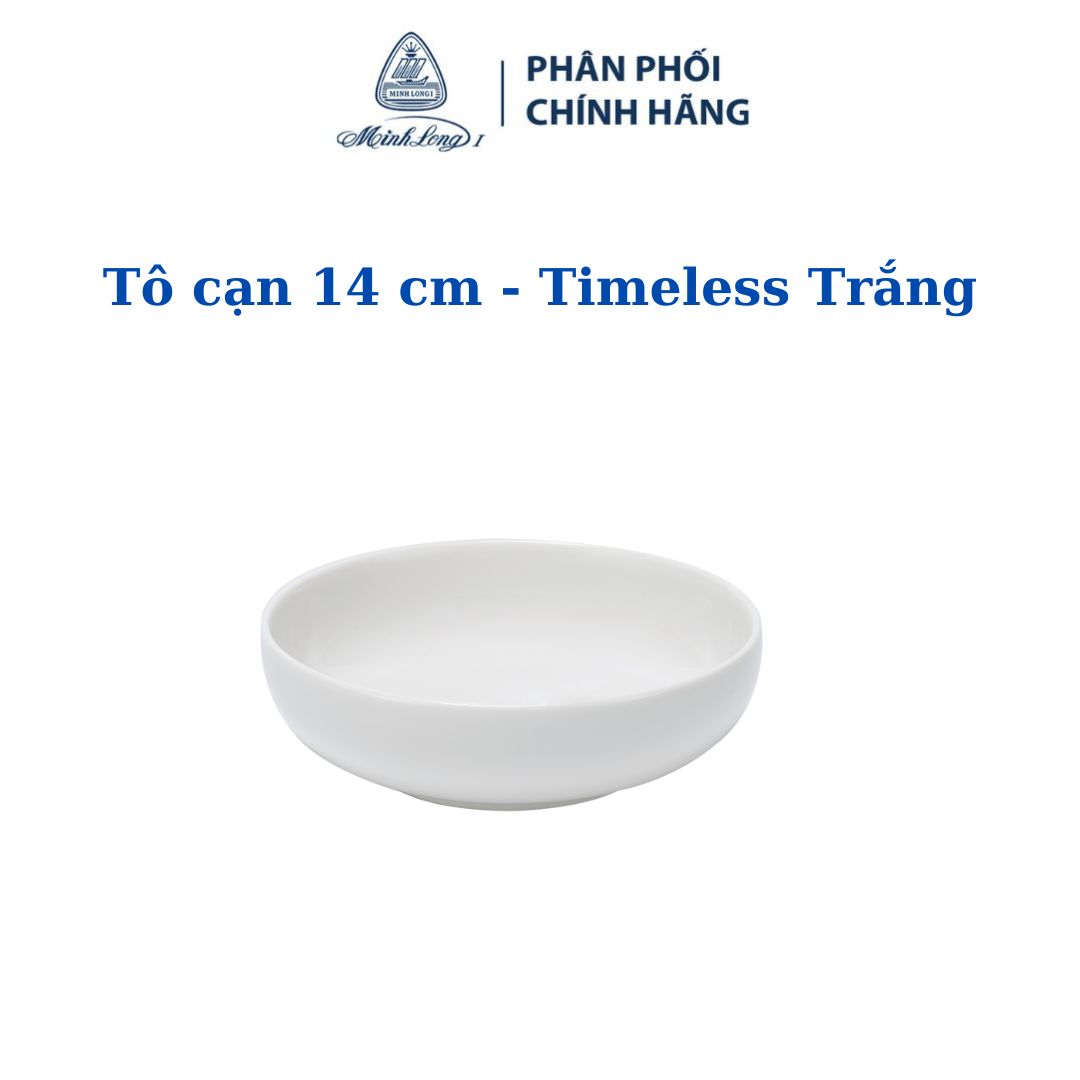 Tô cạn 14 cm timeless trắng - gốm sứ cao cấp minh long i