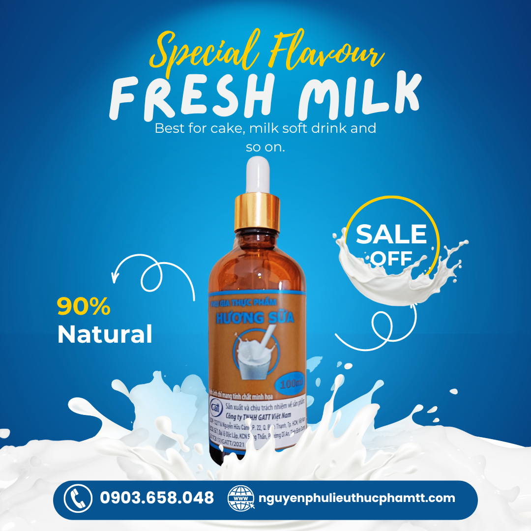 Fresh milk Flavour - Hương sữa tươi dùng cho sản xuất thực phẩm bánh, kẹo, kem
