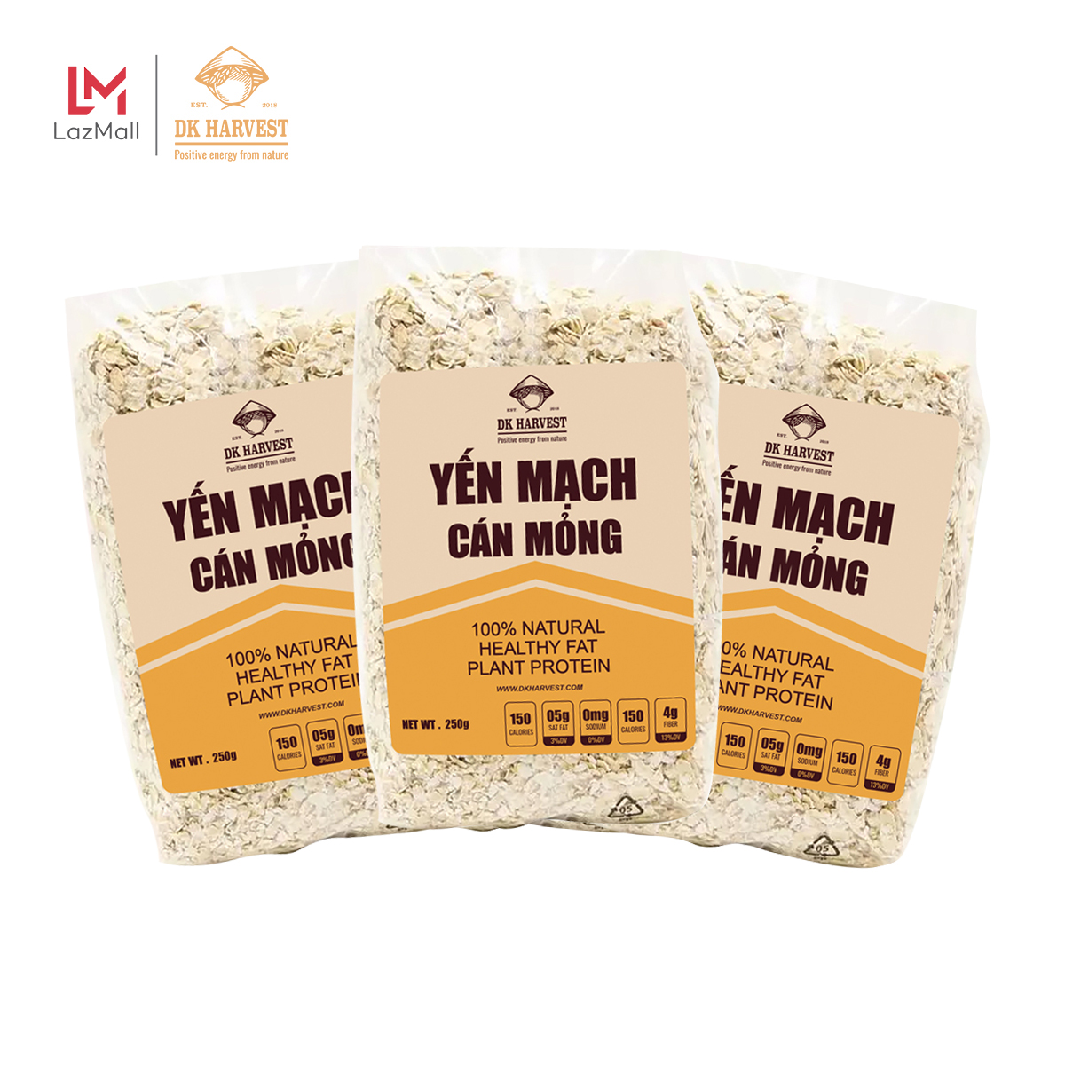 Combo 3 Túi Yến Mạch Nguyên Hạt Cán Dẹt (250g/1 túi) DK Harvest nhập khẩu Úc - yến mạch úc, yến mạch giảm cân, ngũ cốc giảm cân, yến mạch ăn liền, yến mạch cán mỏng, yến mạch, yến mạch cho bé