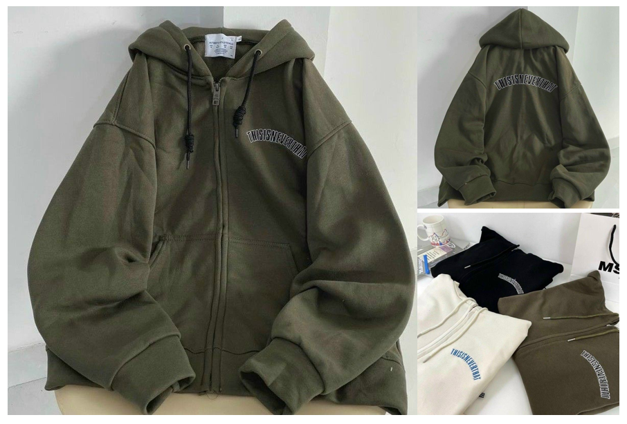 Áo khoac hoodie nam nữ chất nỉ dây kéo thêu thisisneverthat xin sò