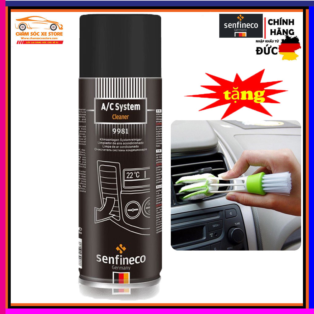 [HCM]Dung dịch vệ sinh dàn lạnh ô tô xe hơi Senfineco A/C System Cleaner 9981 - Tặng Chổi 2 Đầu Vệ Sinh Cửa Gió Điều Hòa Xe