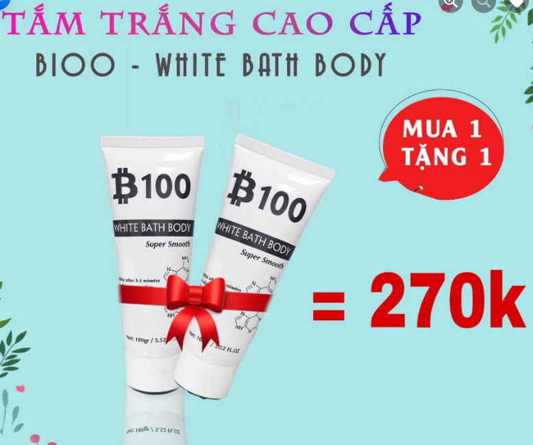Sữa Tắm Trắng B100, Ủ trắng face & body, nuôi dưỡng da trắng hồng mịn màng ko kích ứng da