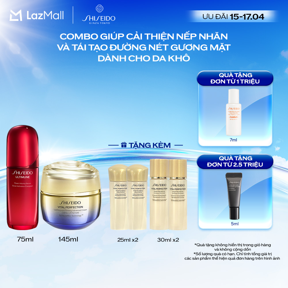 Combo Tinh Chất Serum 75ml  Kem dưỡng Vital Perfection Uplifting and Firming Advanced Cream 50ml