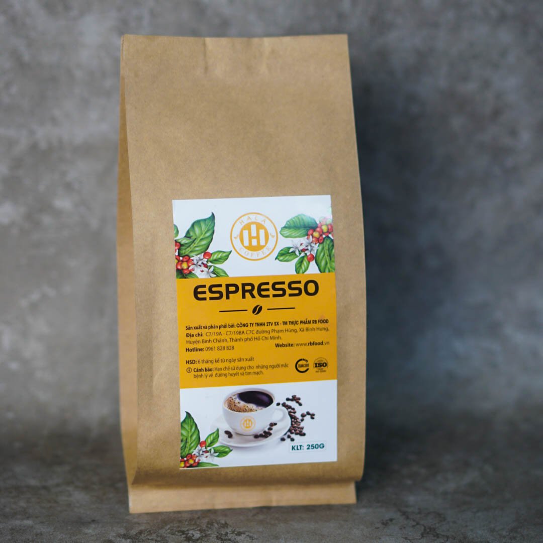 Cà phê pha Espresso Arabica Hala Coffee 500gr