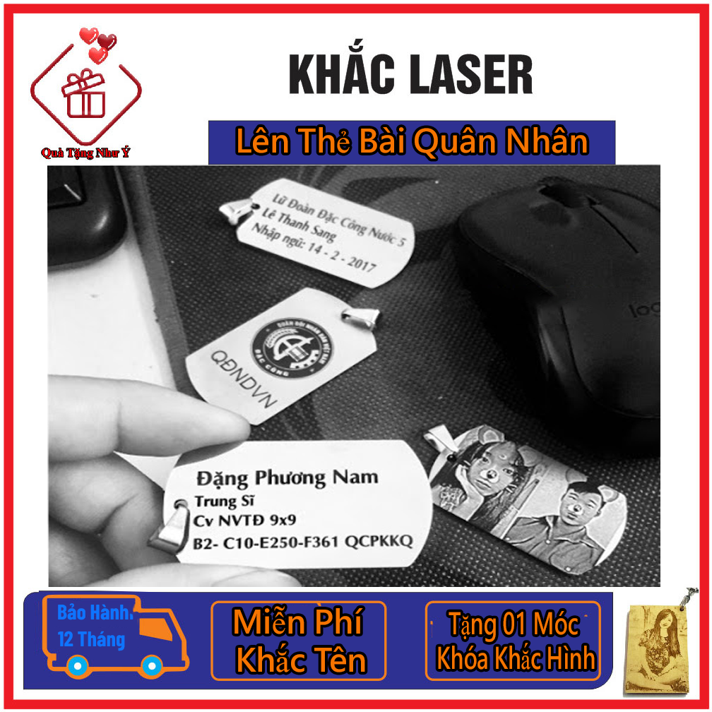 [HCM]Dây Truyền Thẻ Bài Khắc Tên Hình