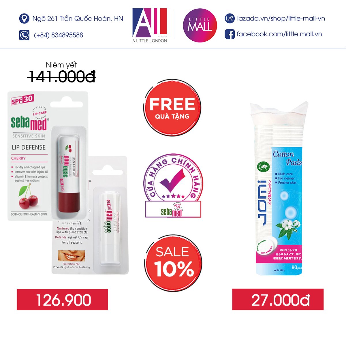 Son dưỡng bảo vệ môi Sebamed pH5.5 Sensitive Skin Lip Defense 4.8g TẶNG bông tẩy trang Jomi (Nhập khẩu)