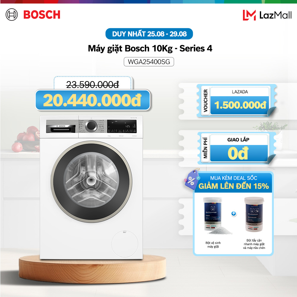 Máy giặt bosch 10kg wga25400sg - series 4 - hàng chính hãng