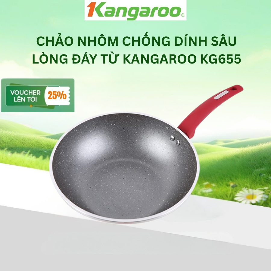 [Xả kho giá sốc] Chảo nhôm chống dính sâu lòng đáy từ Kangaroo KG655S/KG655M/KG655L - Hàng chính hãng
