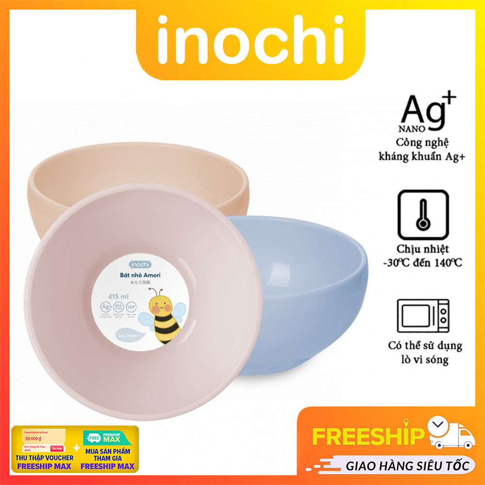 Bát nhựa inochi amori 415ml cao cấp, chén con đựng thức ăn cho bé ăn dặm, công nghệ nhật bản )