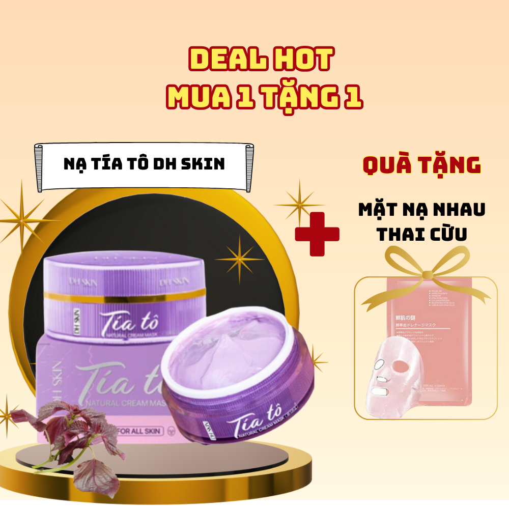Mặt nạ tía tô dh skin dưỡng trắng da giảm thâm ƞám + tặng nạ cừu