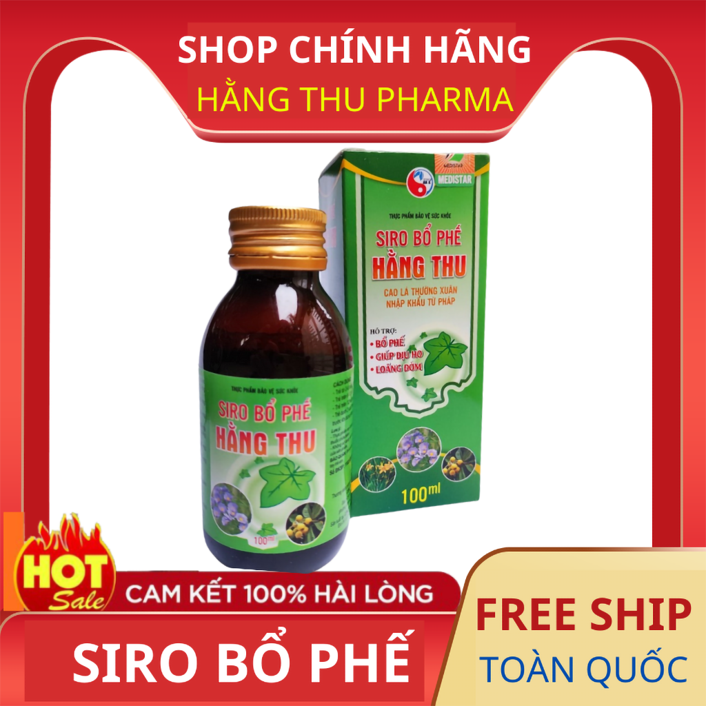 Siro Bổ Phế Thảo Dược Hằng Thu trợ giảm ho, hỗ trợ giảm đờm, giảm đau rát họng, công dụng tiêu đờm, bổ phổi - Phụ Khoa Hằng Thu