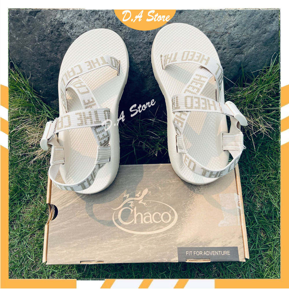 Giày dép xăng đan chaco mẫu trắng quai chữ đế quế thơm xăng đan nam nữ, full size 38-43