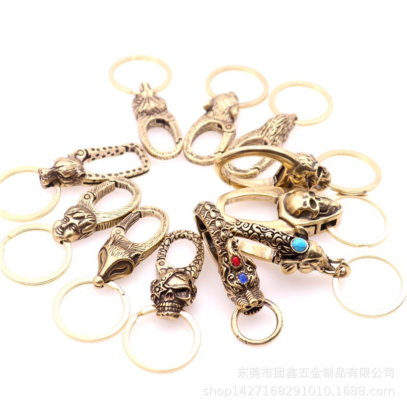 Móc khoá phong thuỷ, móc khoá thắt lưng hình đầu thú, trang trí đem lại may mắn