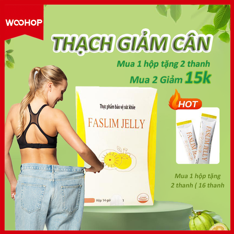 Thạch giảm cân WooHop FASLIM JELLY giảm béo an toàn giảm cân cấp tốc giảm cân, chống oxy hóa, đẹp da -Hương Xoài Tặng 1 bình đựng nước