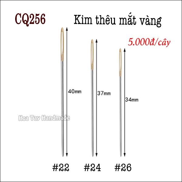 Kim thêu tay- kim mắt vàng đầu tù - hoa tay handmade