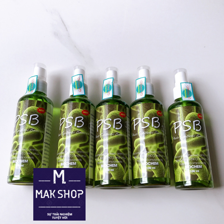 Combo 5 chai Vi Sinh Hồ Cá, Vi Khuẩn Quang Hợp Psb Chai Xịt 100ml , Loại màu Đỏ và Màu Xanh công dụng Như Nhau, chỉ Khác Màu Nhãn