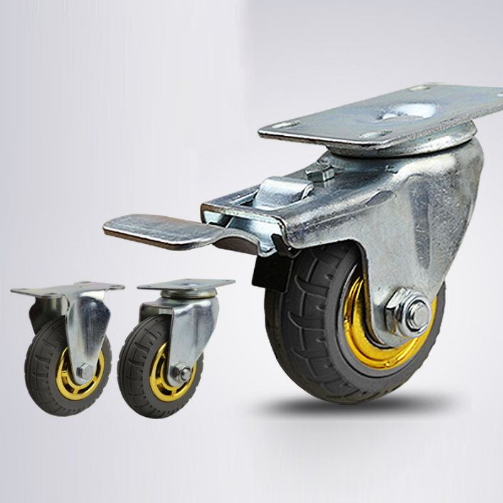 Bộ 4 Bánh Xe Đẩy Hàng Chịu Lực Cao Chống Tiếng Ồn 4 Inch Xoay 360 độ Có Chốt Hãm Chống Xoay Chống Trượt