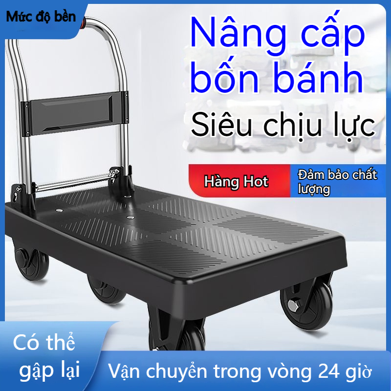 Xe đẩy hàng bốn bánh xe đẩy nhỏ gấ xe đẩy hàng 4 bánh xe đẩy chở hàng xe vận chuyểnxe đẩy hàng 4 bánhxe đẩy nhỏ gấp
