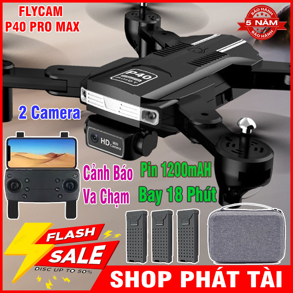 Máy bay Flycam P40 Pro Max Flycam mini Cảm biến chống va chạm kết hợp định vị luồng quang giúp bay ổn định và an toàn