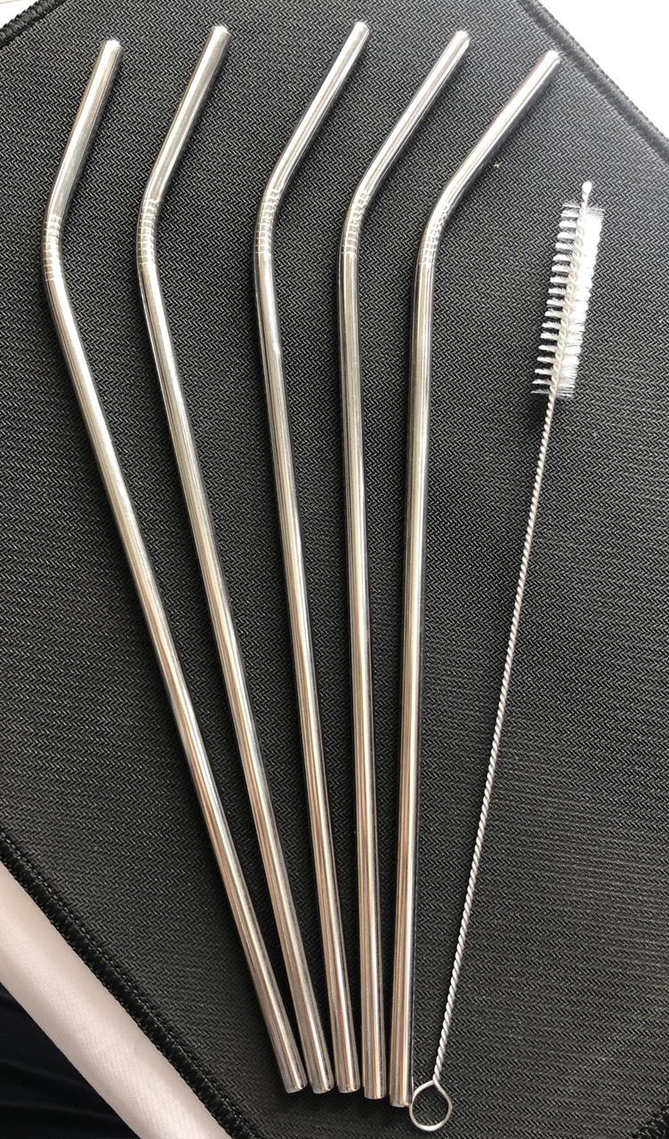 Combo 5 cây: ống hút inox 304 dạng cong