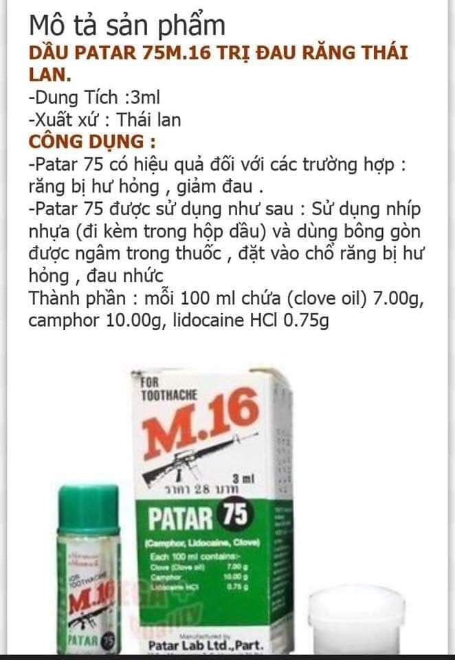 Bôi Đau Răng PATAR M16 Thái Lan