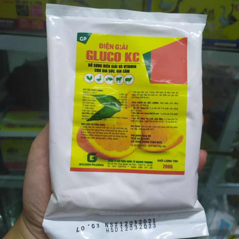 Điện giải Gluco KC 200g Bổ sung điện giải và vitamin cho Gia súc Gia cầm