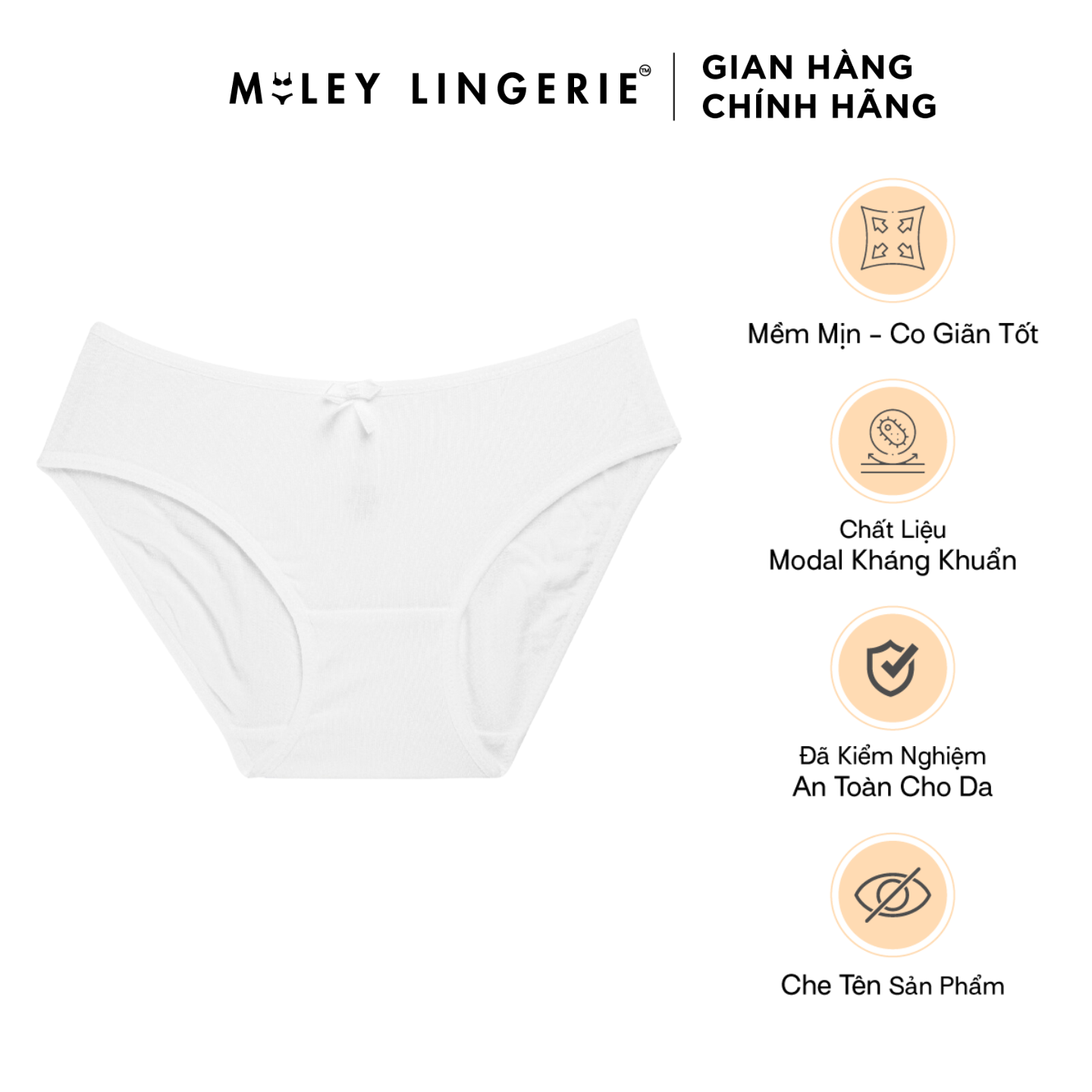 Quần Lót Nữ Modal Mềm Mịn Thoáng Khí Co Giãn Tốt Màu Trắng Miley Lingerie