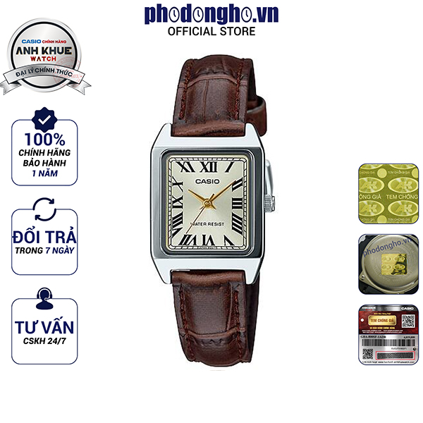 Đồng hồ nữ dây da casio anh khuê ltp-v007l-9budf
