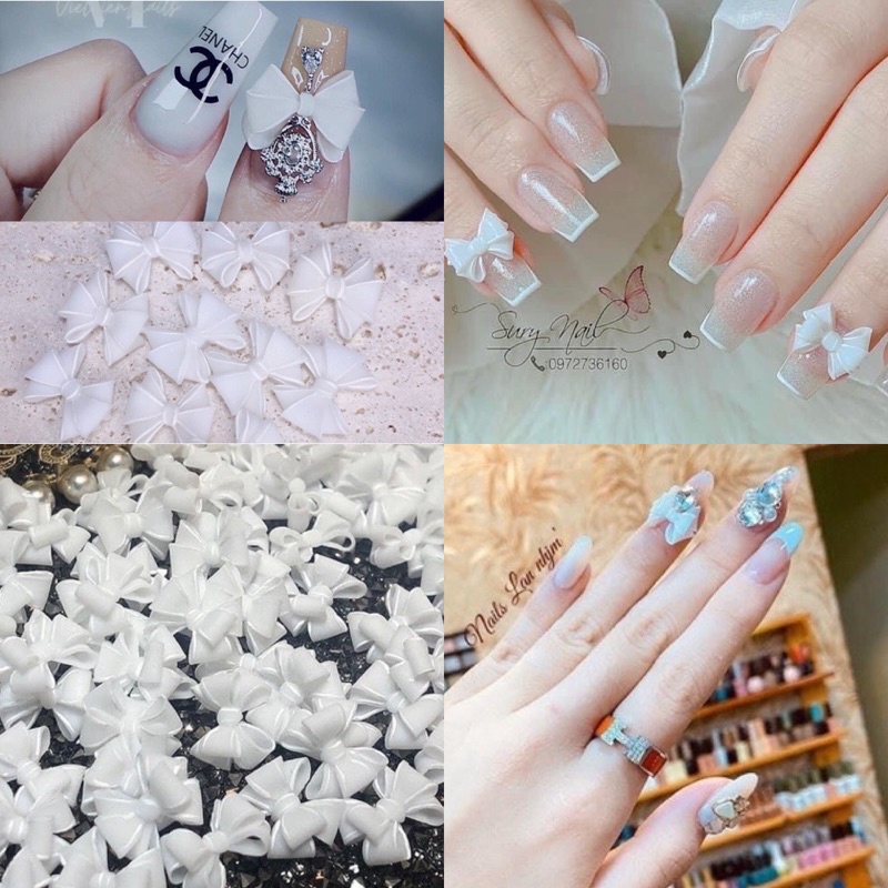 Cham nơ bột trắng mẫu mới siêu đẹp