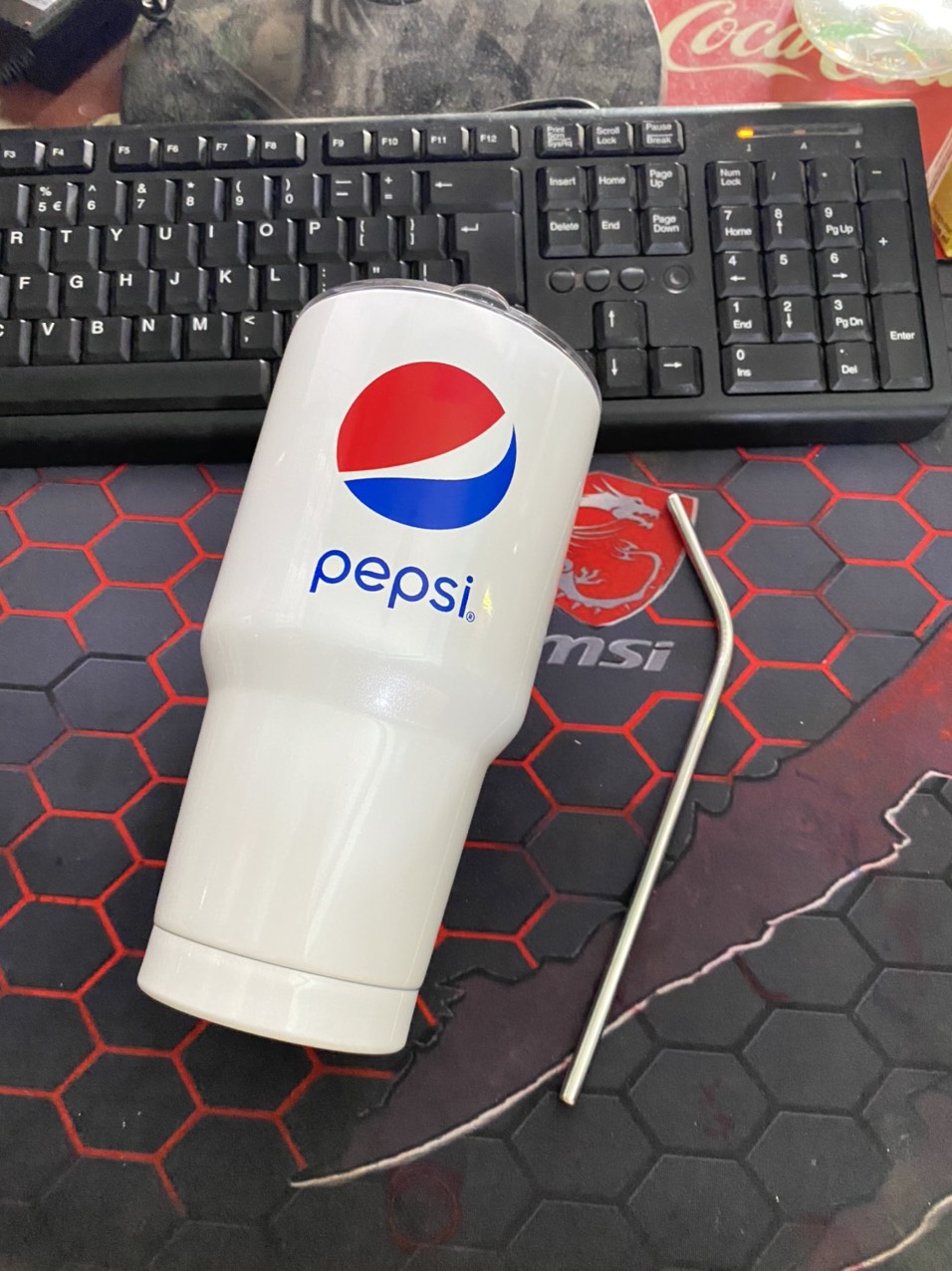 Ly giữ nhiệt inox quà từ pepsi _ ly inox giữ nhiệt 900ml kèm ống hút inox