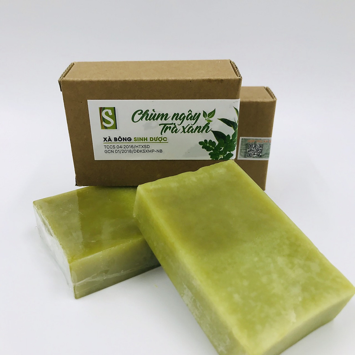 [HCM]Xà bông Sinh Dược - Chùm ngây Trà Xanh - Xà phòng thảo dược (Bánh 100gr)