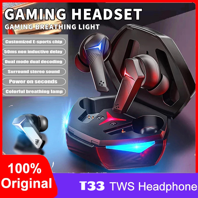 (hàng sẵn sàng) Tai nghe chơi game không dây T33/p36 Baru Bluetooth 5.1 Tai nghe Full Bass Khử tiếng ồn Tai nghe Tai nghe âm thanh nổi HiFi Áp dụng cho điện thoại Xiaomi, Samsung, Huawei, Apple và Android