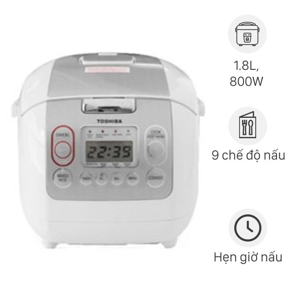 Nồi cơm điện tử Toshiba 1.8 lít RC-18NMFVNChính Hãng trưng bày ,Lồng nồi chống dính dày 4mm-Nấu cơm,Hâm nóng,Hâm soup,Nấu cháo-Bảo Hành 12 Tháng
