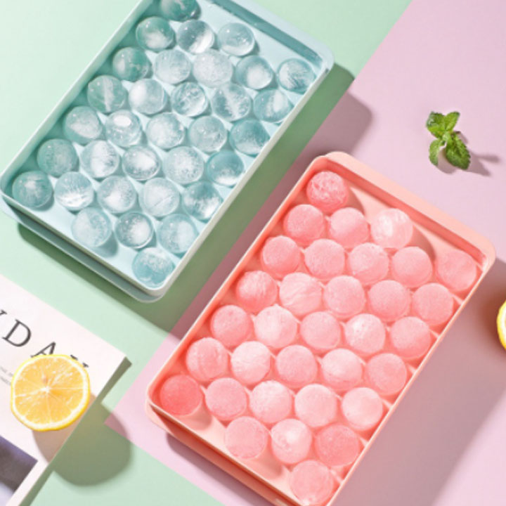 Khay Đá Thạch Bi Tròn 33 Viên , Khuôn Thạch Hoa Quả Tròn Ngộ Nghĩnh ,Khay Làm Đá, Khay Đá Silicone Dẻo 14 Ô Có Nắp Đậy Khuôn Làm Đá Silicone Có Nắp Đậy