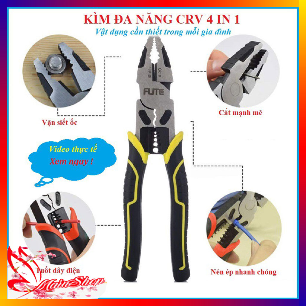 Kìm CRV fute chính hãng, kìm cắt dây điện đa năng, kiềm điện nhật hàng bãi, kiềm điện đa năng, kìm tuốt dây điện, bộ kìm đa năng chuyên dụng, kiềm điện chuyên dụng