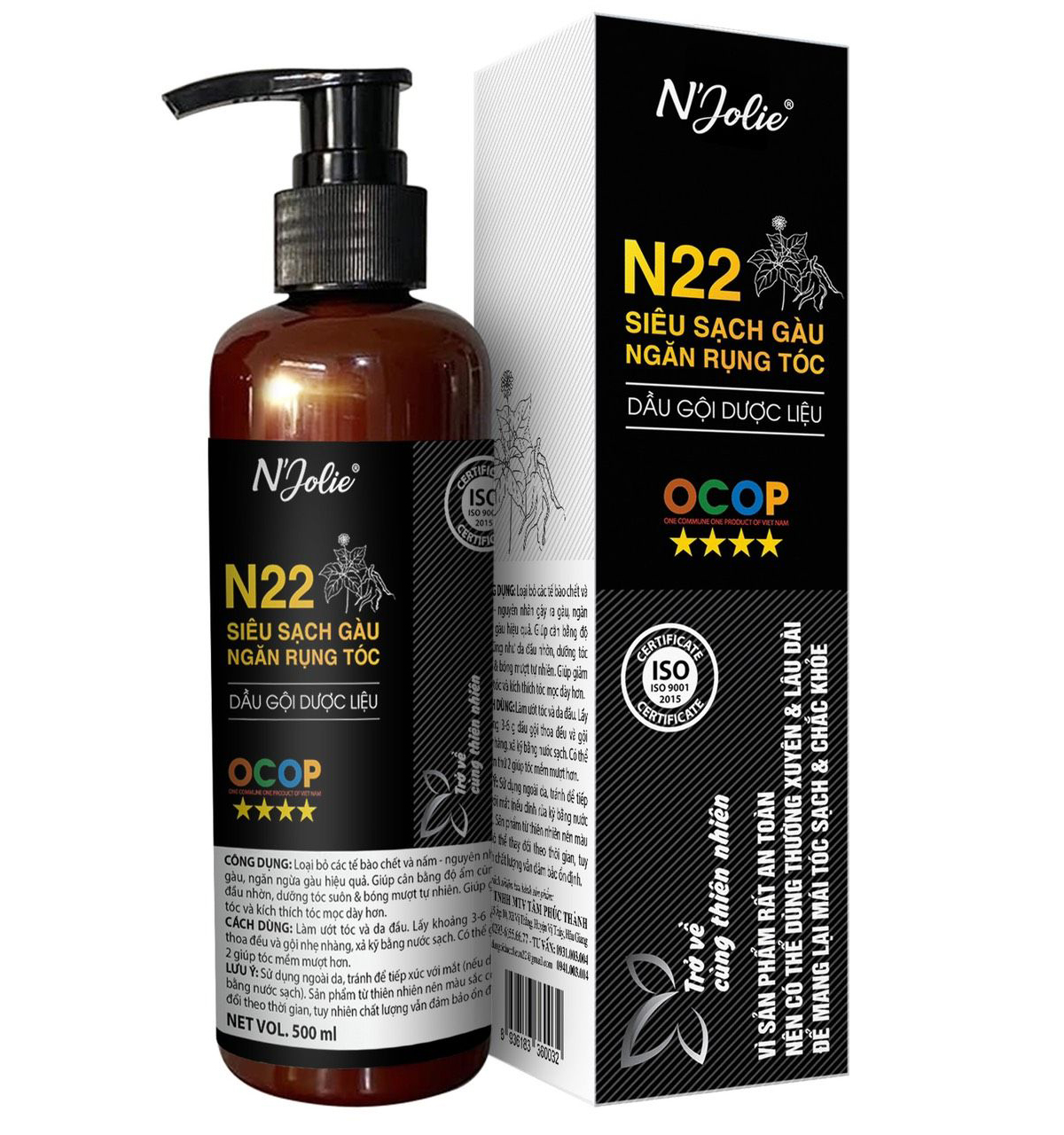 Dầu gội dược liệu n22 giúp sạch gàu, ngăn rụng tóc- đạt chuẩn ocop