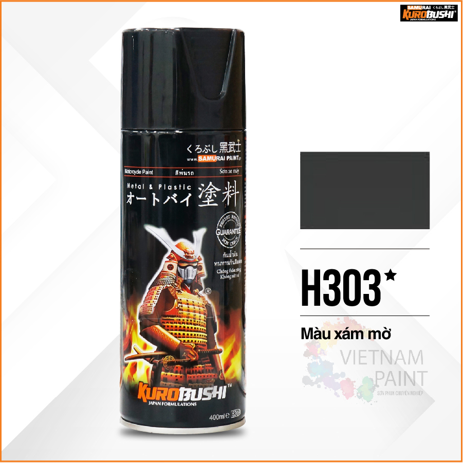 Sơn xịt samurai kurobushi - màu xám mờ h303 chuyên dùng cho xe máy