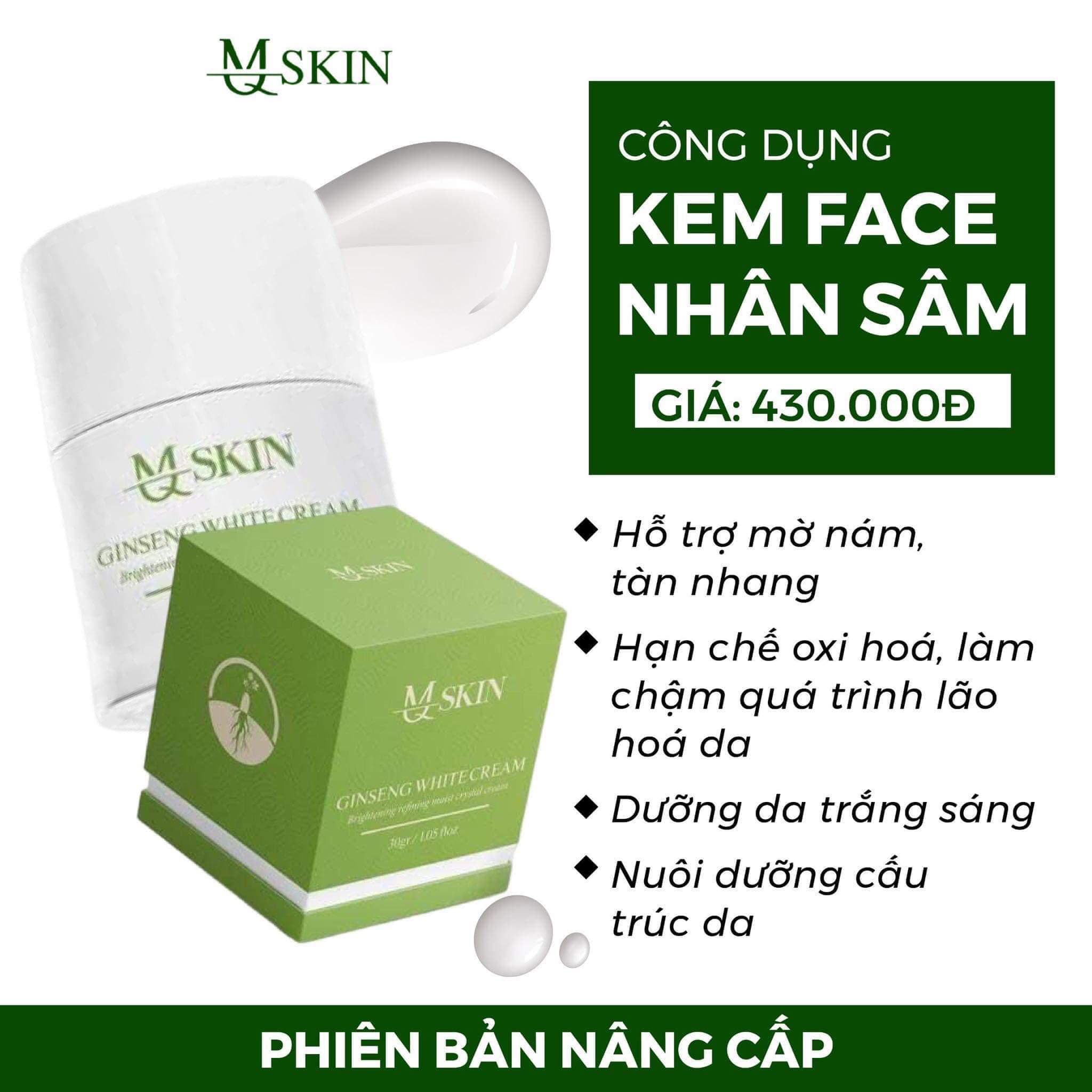 Kem face nhân sâm MQ Skin - Kem Face MQSkin Ginseng White Cream chính hãng