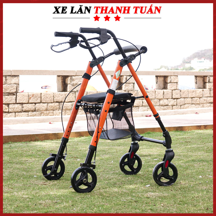 Xe đẩy tập đi 4 bánh GBM-035 - Khung tập đi tiện dụng cho người già, người tai biến đi lại kém