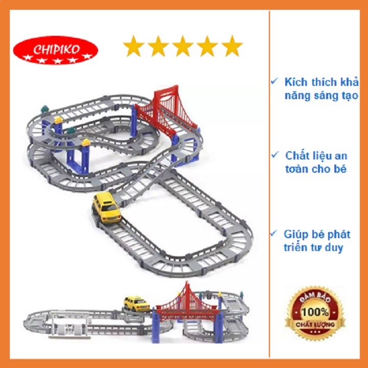 Bộ lắp ghép đường đua ô tô cho bé kích thích sáng tạo 88 chi tiết