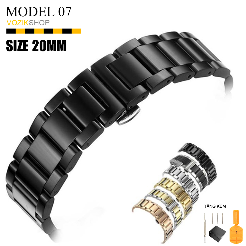 Dây đồng hồ khóa bướm thép không gỉ model 07 chống han gỉ chống bay màu