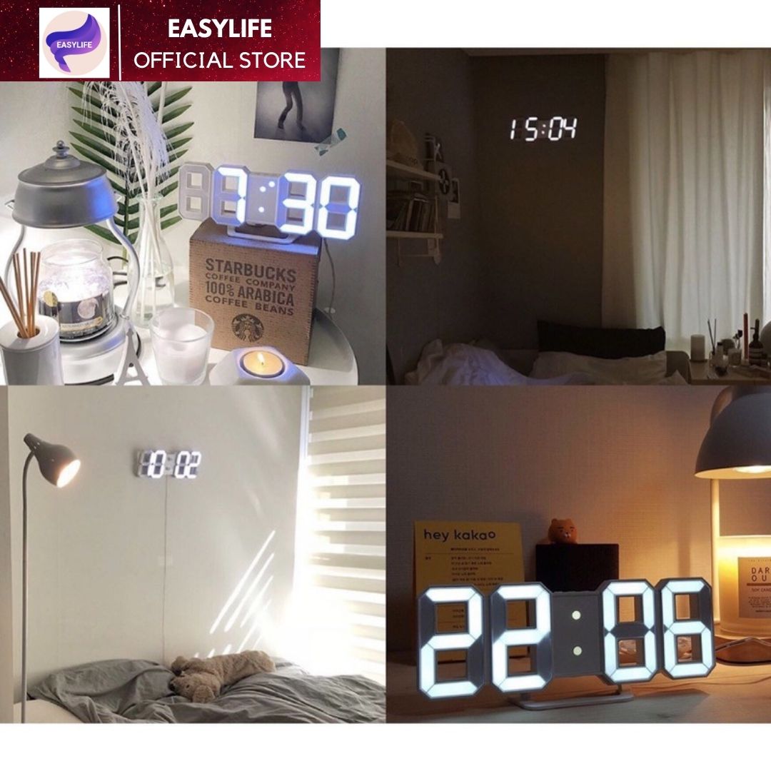 Đồng hồ LED 3D treo tường để bàn thông minh phong cách Hàn Quốc